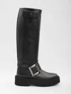 Roger Vivier Viv Rangers High Leather Boots In Black
