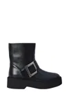 Roger Vivier High Met Bikers Ankle Boots With Buckle In Black