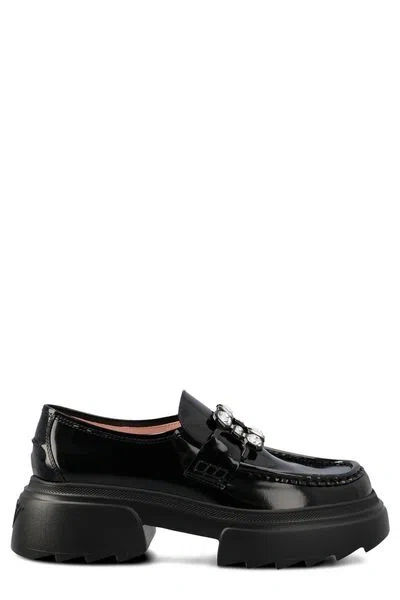 ROGER VIVIER WOMEN'S WALLAVIV PATENT LEATHER PLATFORM LOAFER