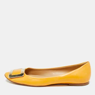 Roger Vivier Yellow Leather Trompette Ballet Flats