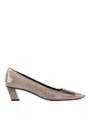 Roger Vivier Decollete Trompette Patent-leather Pumps In Dark Beige