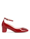Roger Vivier Roundy Lacquered Ankle Strap Dec 45 Pumps