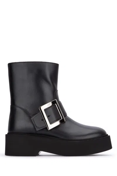 Roger Vivier -inspired High Met Biker Bootie In Black