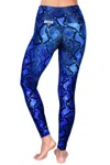 Rogiani High Waist Snake Skin Bambola Leggings In Blue