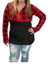 Rogue Society Apparel Buffalo Half Zip Hoodie In Black/red In Multi