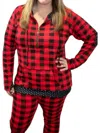 ROGUE SOCIETY APPAREL BUFFALO PLAID DOT HALF ZIP TOP IN RED/BLACK