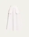 Rohe A-line External Pocket Midi Skirt In Optic White