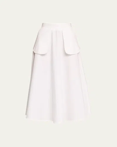 Rohe A-line External Pocket Midi Skirt In Optic White