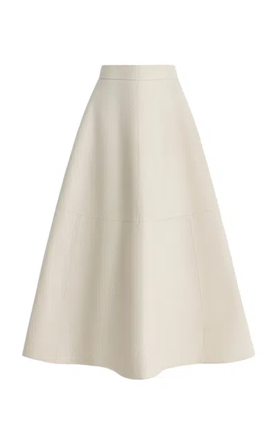 Rohe A-line Leather Midi Skirt In White