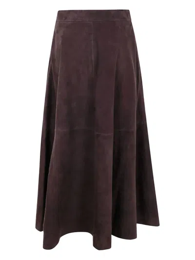 ROHE A-LINE SUEDE MIDI SKIRT
