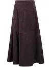 Rohe A-line Suede Midi Skirt In Burgundy