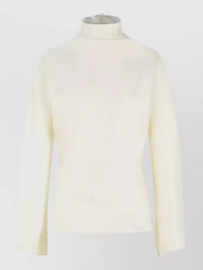 Rohe Acetate Blend High Neck Long Sleeve Blouse In White