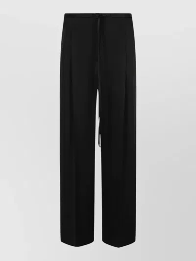 Rohe Acetate Blend Trousers Drawstring Waist Pleated In Black