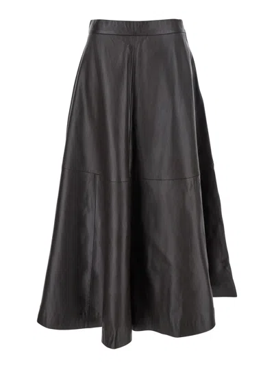 ROHE BORDEAUX A-LINE SKIRT WITH SIDE ZIP CLOSURE IN LEATHER WOMAN
