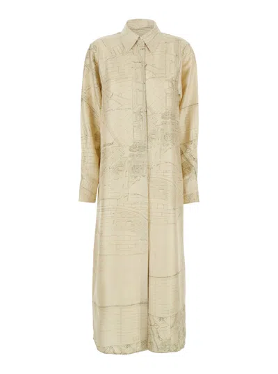 Rohe Róhe Architectural Print Silk Dress In White
