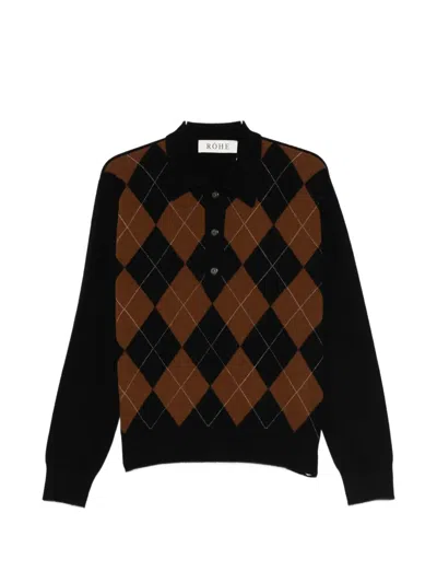 ROHE 菱形纹针织POLO领上衣