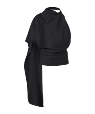 Rohe Assymetric Wool Top In Black