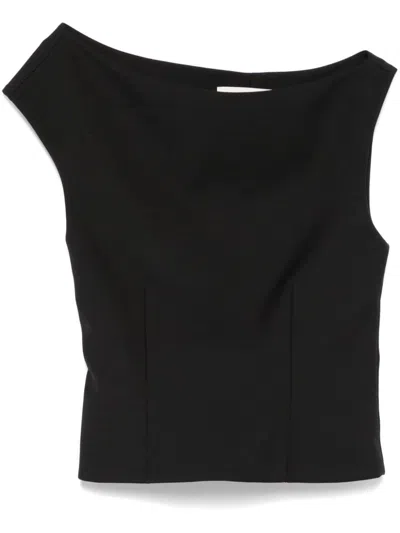 Rohe Black Sculptural Asymmetrical Top In 001 Black