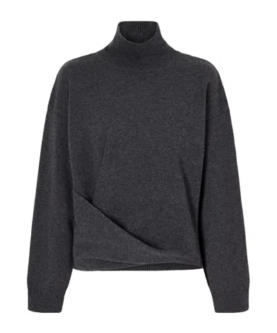 Rohe Asymmetric Wool And Cashmere-blend Turtleneck Sweater In Black
