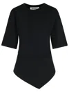 Rohe Asymmetrical Black Organic Cotton Woven T-shirt In Black