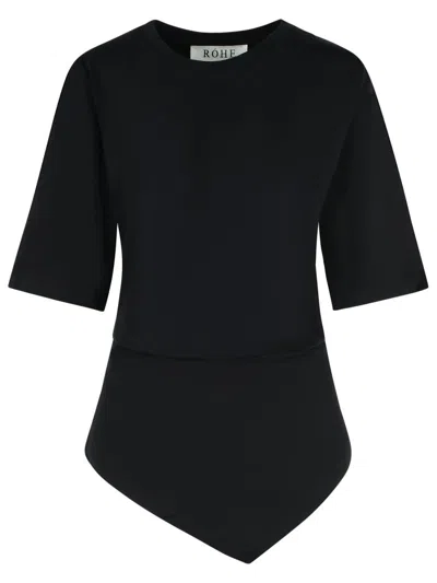 Rohe Róhe Asymmetrical Black Organic Cotton Woven T-shirt