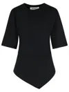 Rohe Asymmetrical Black Organic Cotton Woven T-shirt In Black