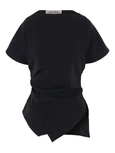 Rohe Asymmetrical Draped Top In Black