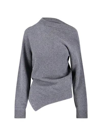 Rohe Asymmetrical Grey Wool And Cashmere Sweater In Gray