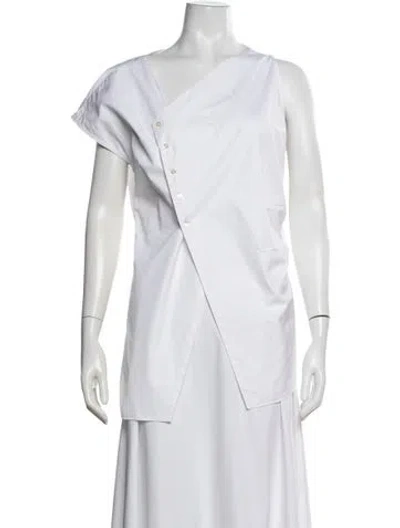 Pre-owned Rohe Asymmetrical Short Sleeve Top In White