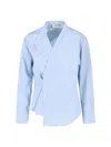 Rohe Róhe Asymmetrical Stripe Shirt In Light Blue Cotton In Blue