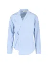 Rohe Róhe Asymmetrical Stripe Shirt In Light Blue Cotton In Blue