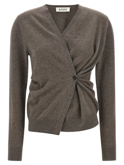 Rohe Asymmetrical Twisted Ballet Cardigan In Gray