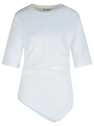 Rohe Róhe Asymmetrical White Organic Cotton Woven T-shirt