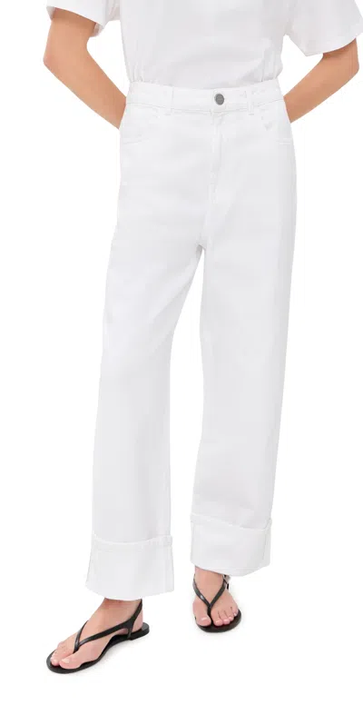 Rohe Baggy Fit Turn-up Denim Jeans Optic White