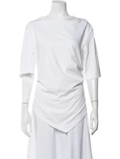 Pre-owned Rohe Bateau Neckline Short Sleeve Top In White