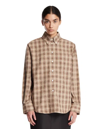 Rohe Beige Check Boucle Oxford Shirt In Multi