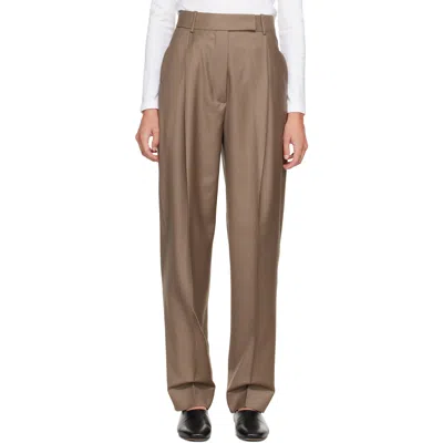 Rohe Beige Daria Single Pleat Tapered Trousers In Brown