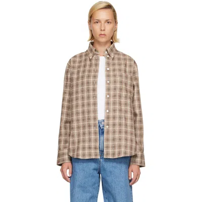 Rohe Beige Oxford Bouclé Check Shirt In Brown