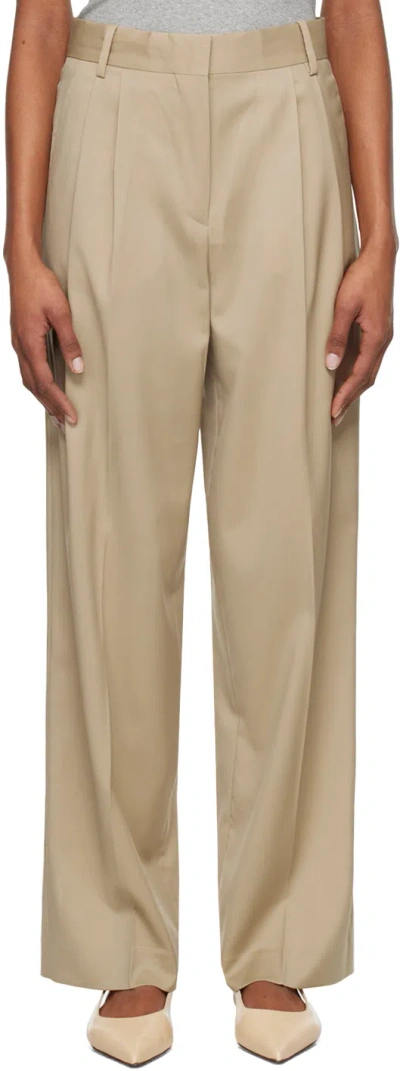 Rohe Beige Pleated Trousers In 109 Beige