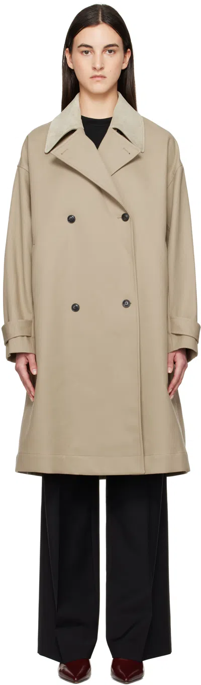 Rohe Beige Suede Collar Garden Trench Coat In 272_397 Sand