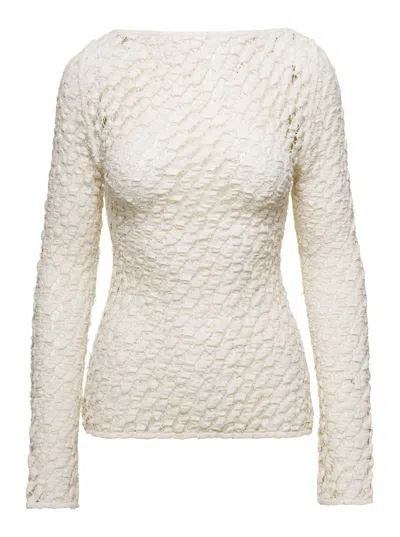 ROHE BEIGE SWEATER WITH BOAT NECKLINE