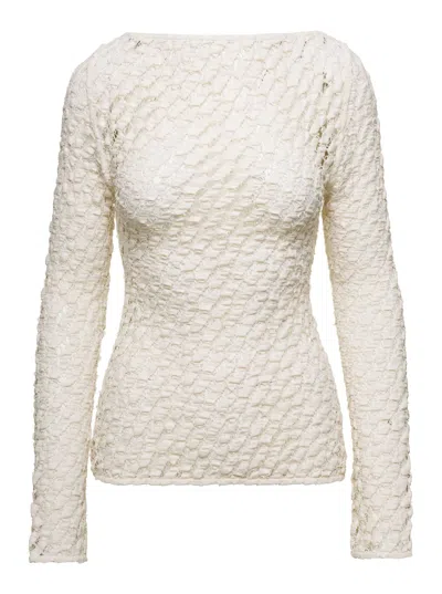 ROHE BEIGE SWEATER WITH BOAT NECKLINE IN COTTON BLEND WOMAN