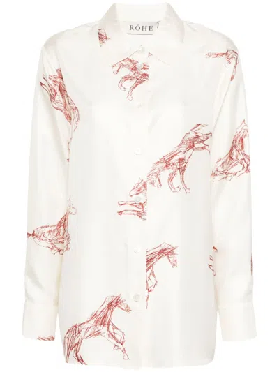 Rohe Bellpoint Horse Silk Shirt In Red