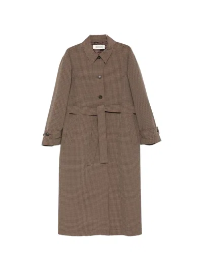 Rohe Belted Check Coat In Brown