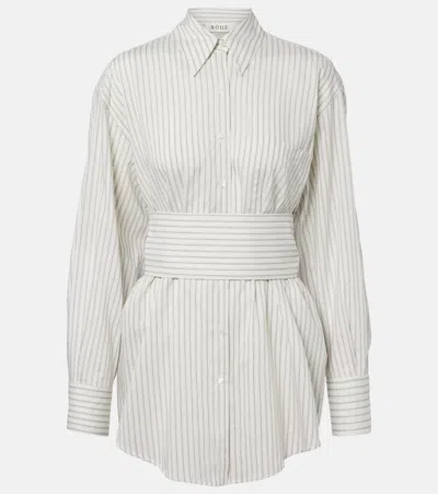 Rohe Róhe Belted Striped Silk And Cotton Shirt In White