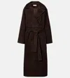 Rohe Róhe Belted Suede Wrap Coat In Brown