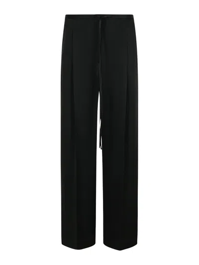 ROHE BLACK ACETATE BLEND TROUSERS