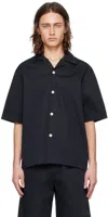Rohe Black Camp Collar Shirt In 138 Noir
