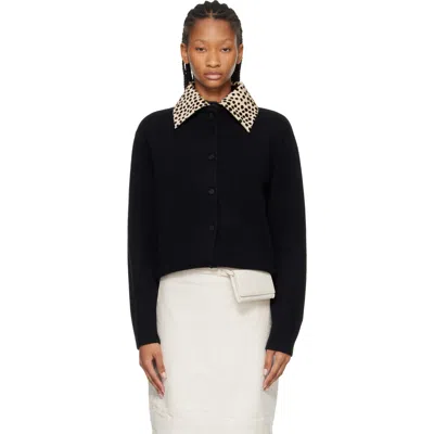 Rohe Calf Hair-trimmed Wool-blend Cardigan In Black