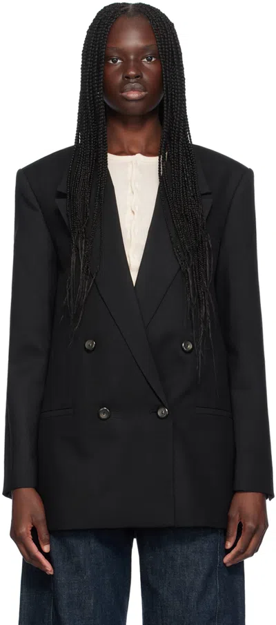 Rohe Black Double-breasted Blazer In 001 Black